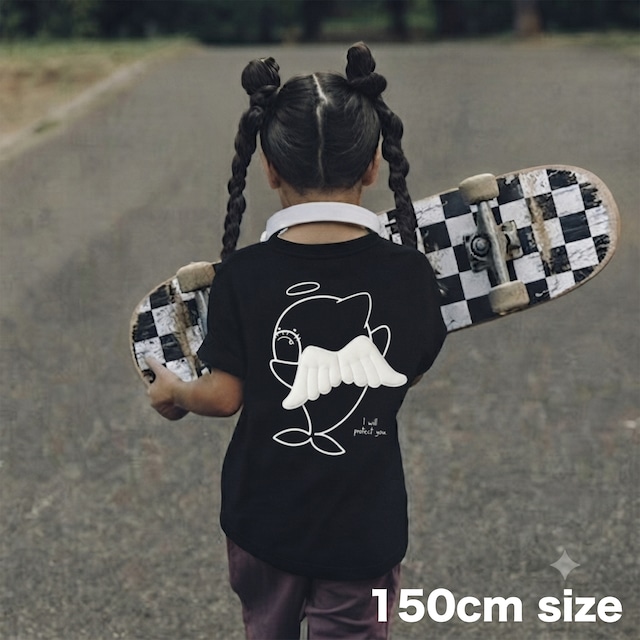 【KIDS】150サイズ　TOO CUTE TO BITE – ANGEL SHARK 【天使の羽】サメTシャツ｜立体羽デザイン シャークT