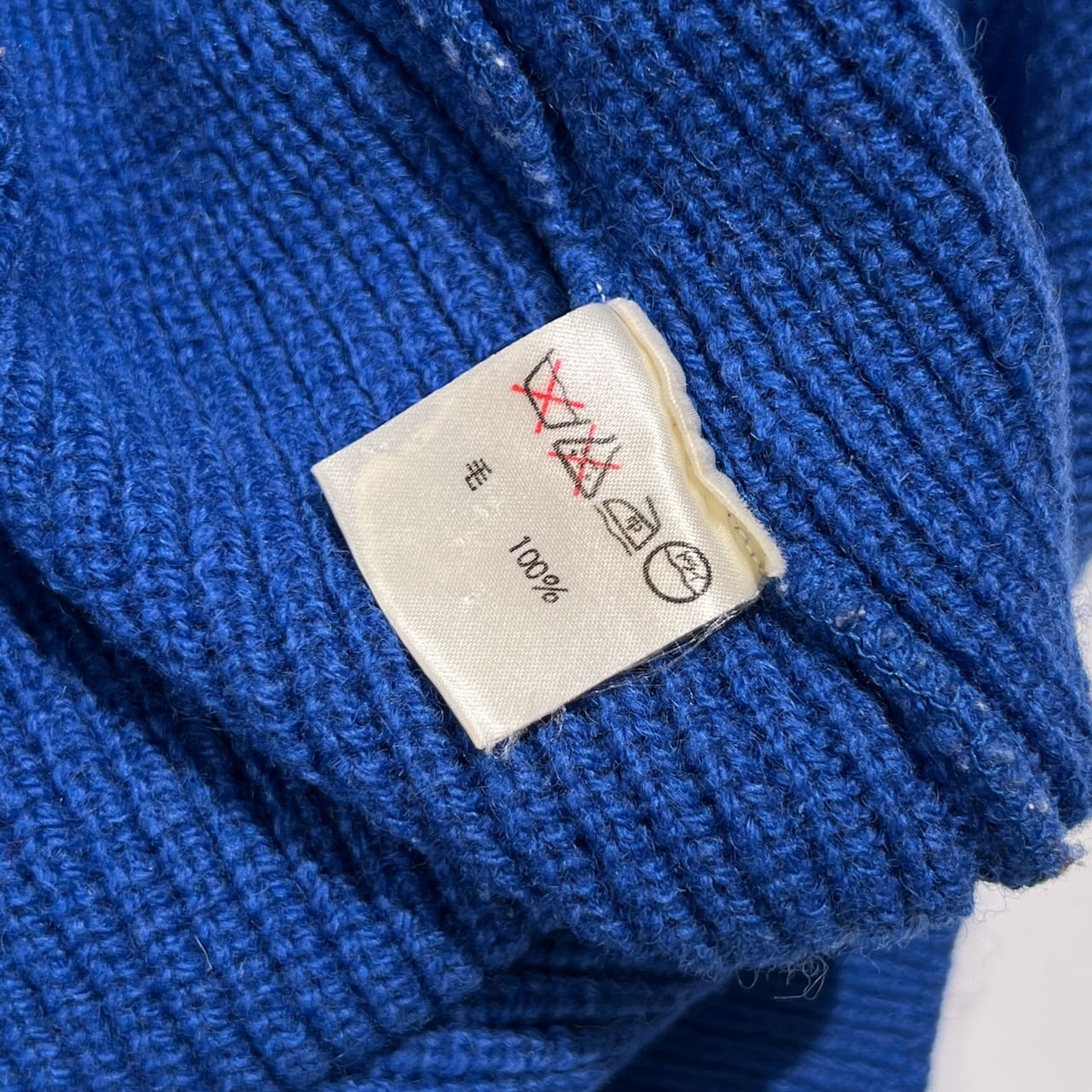 80s 90s I.S. ISSEY MIYAKE アイエス イッセイミヤケ リブ編み ハーフジップ ウール ニット セーター 9/ブルー系 レディース ビンテージ