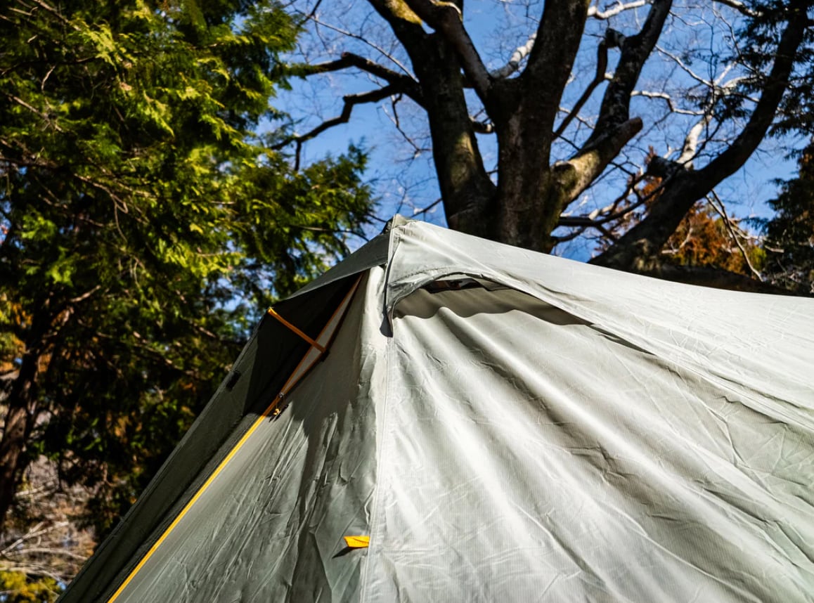 【美品】nemo ヘキサライト6Pグレー グロメット強化版 グロメット強化盤NEMO ヘキサライト6p グレー＋自作二又ポール、ケース