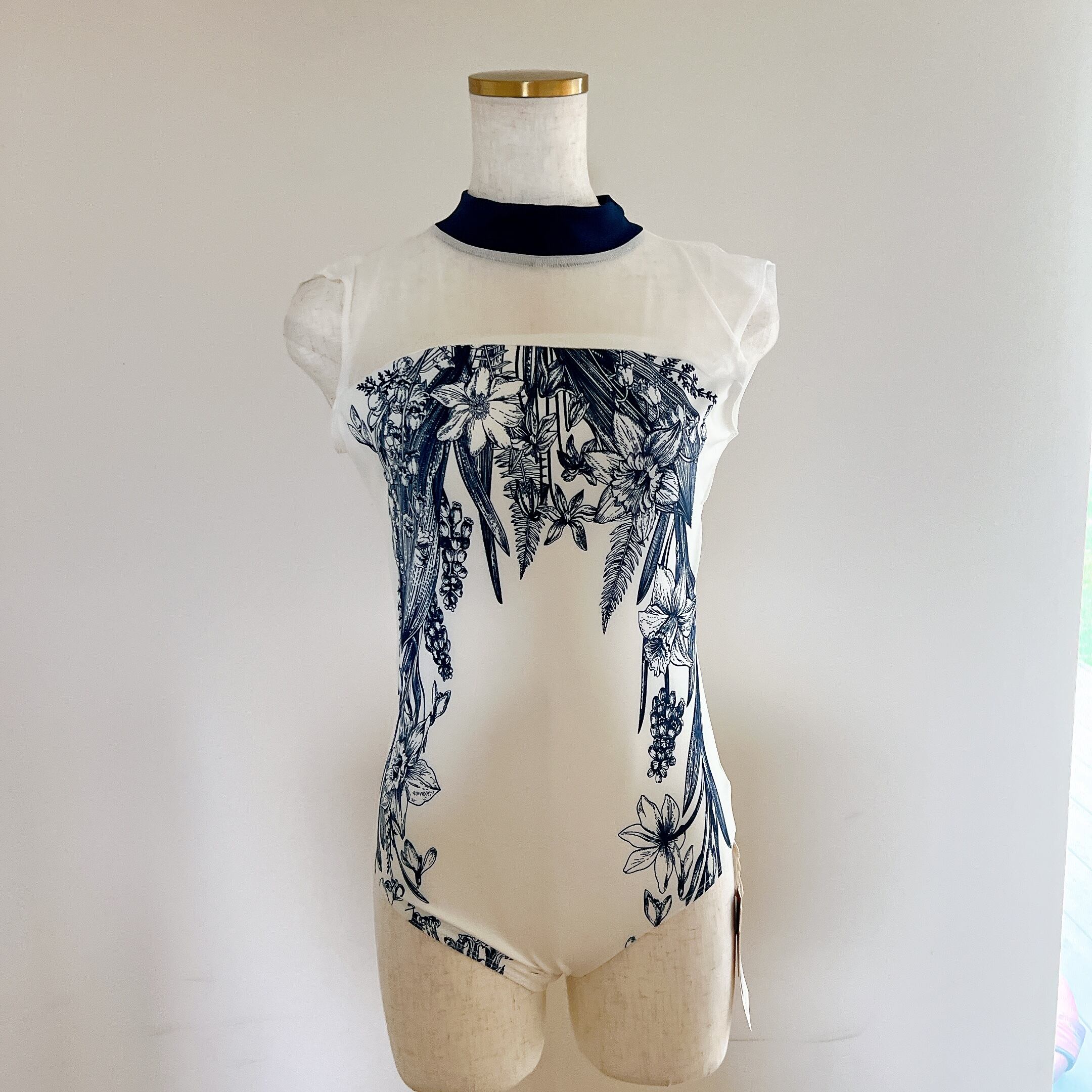 Navy Flower ハイネックチョーカー バレエレオタード | バレエショップ