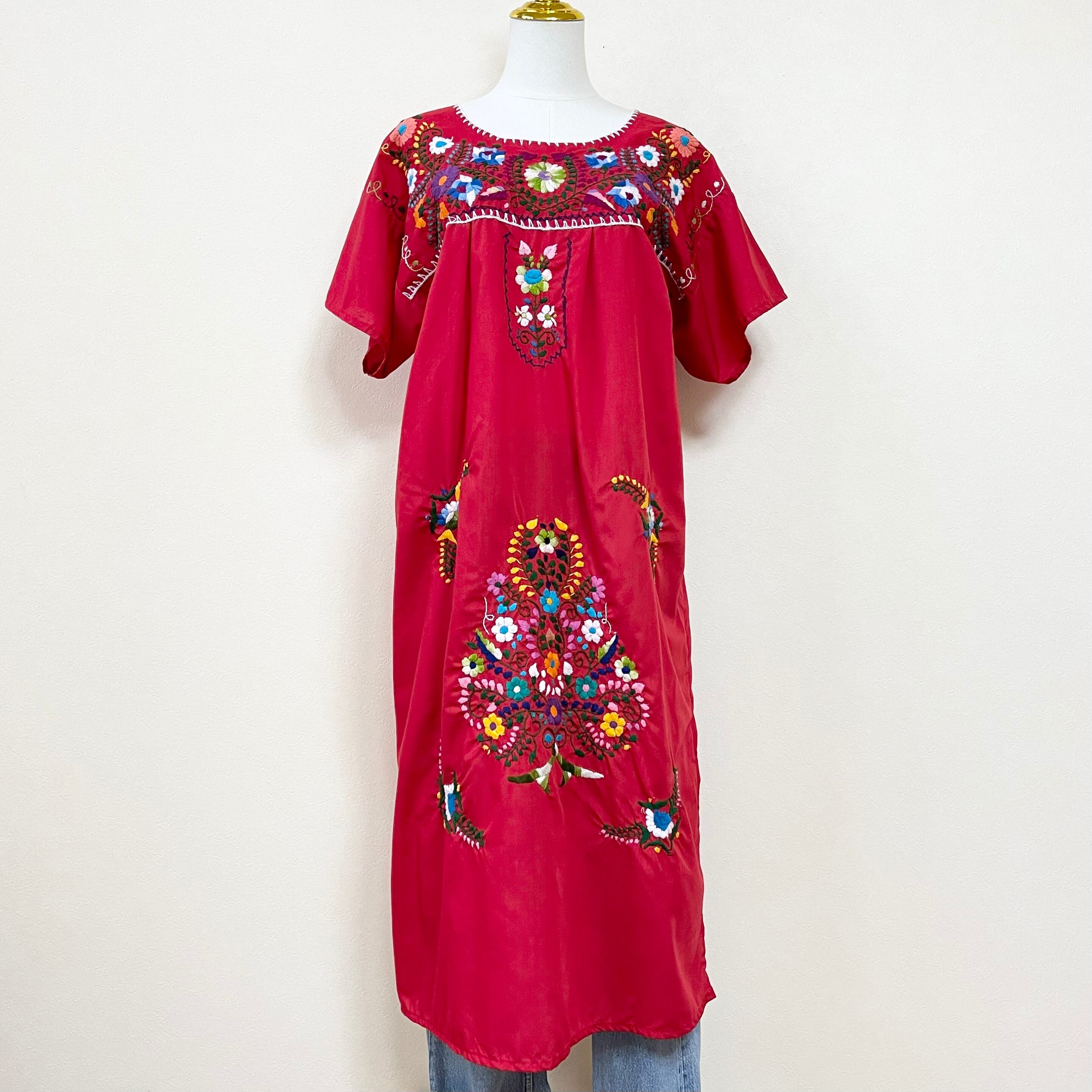 MEXICO 70s Embroidery Tunic Dress H26