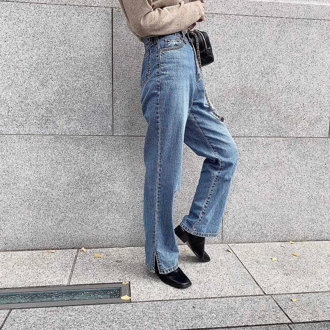 High waist slit denim /blue (12月中旬〜下旬頃発送予定)