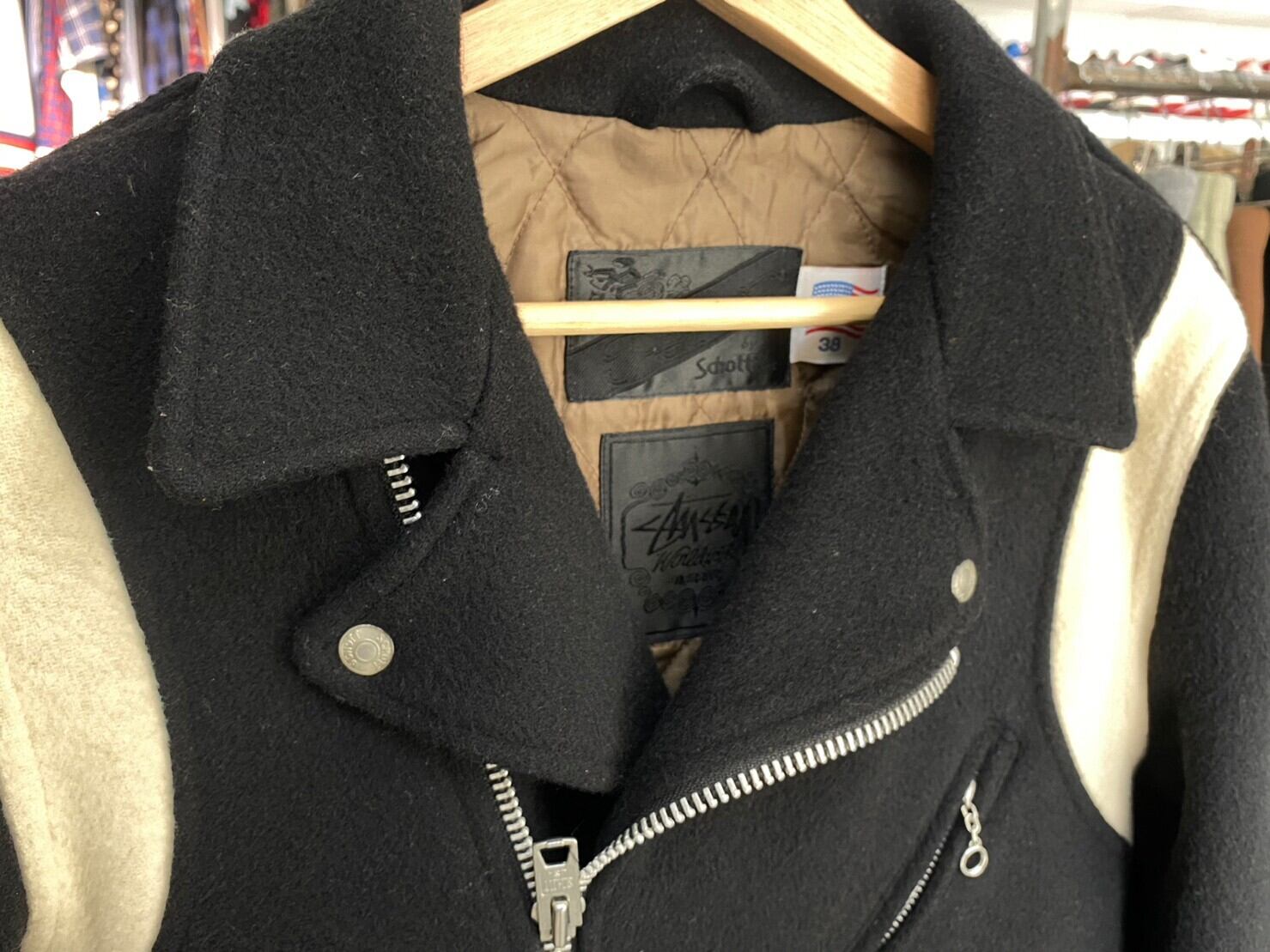 STUSSY × SCHOTT WOOL RIDERS JACKET BLACK 38 03766 | BRAND BUYERS OSAKA