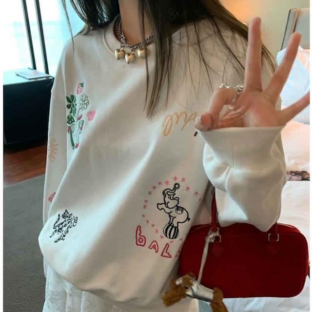 embroidery retro sweatshirt　2litr02971