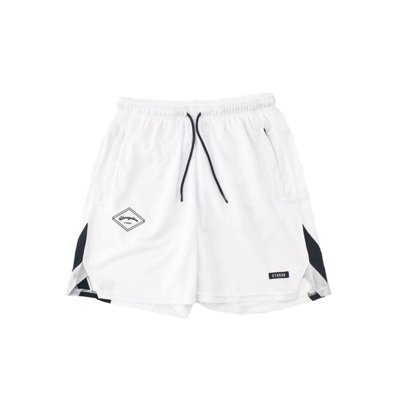 Triangle logo Side cut mesh shorts : ホワイト