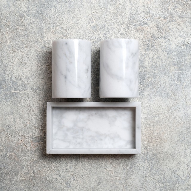 MARBLE BATHROOM TUMBLER SET