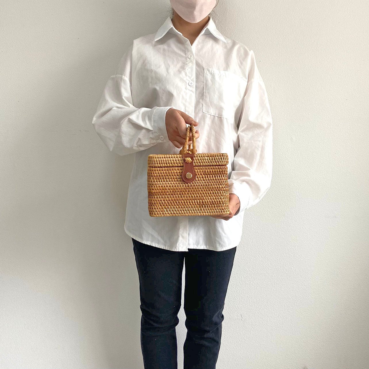 ラタン製バスケット トランクバスケット ピクニックバスケット かご 籐 ラタン 収納 ケース