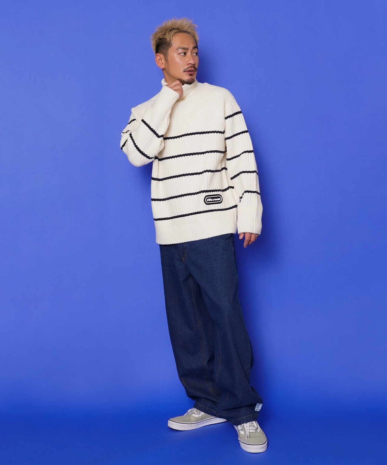 【#Re:room】PANEL BORDER TURTLE BIG KNIT ［REK115］