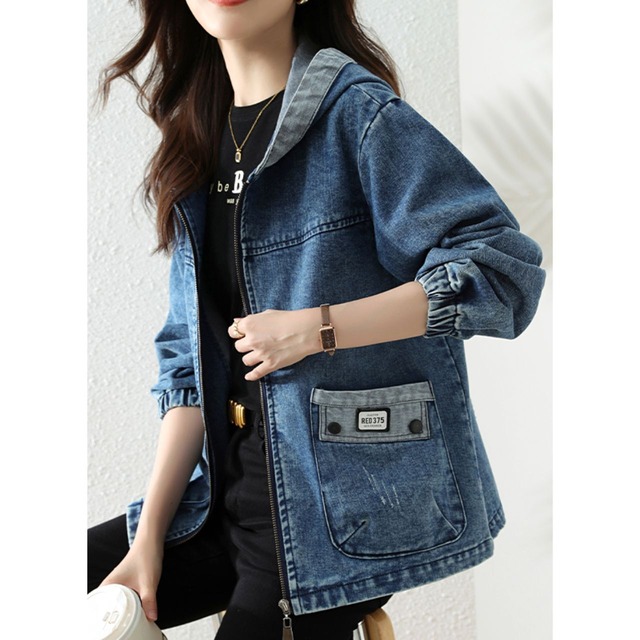 オーバーサイズ ロングスリーブ ジップアップ デニムジャケット Ln00083