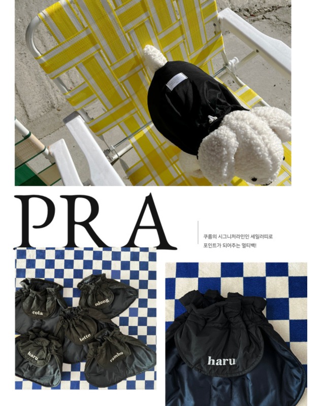 受注制作【curum】black PADDING Poncho〔ネーム刺繍〕