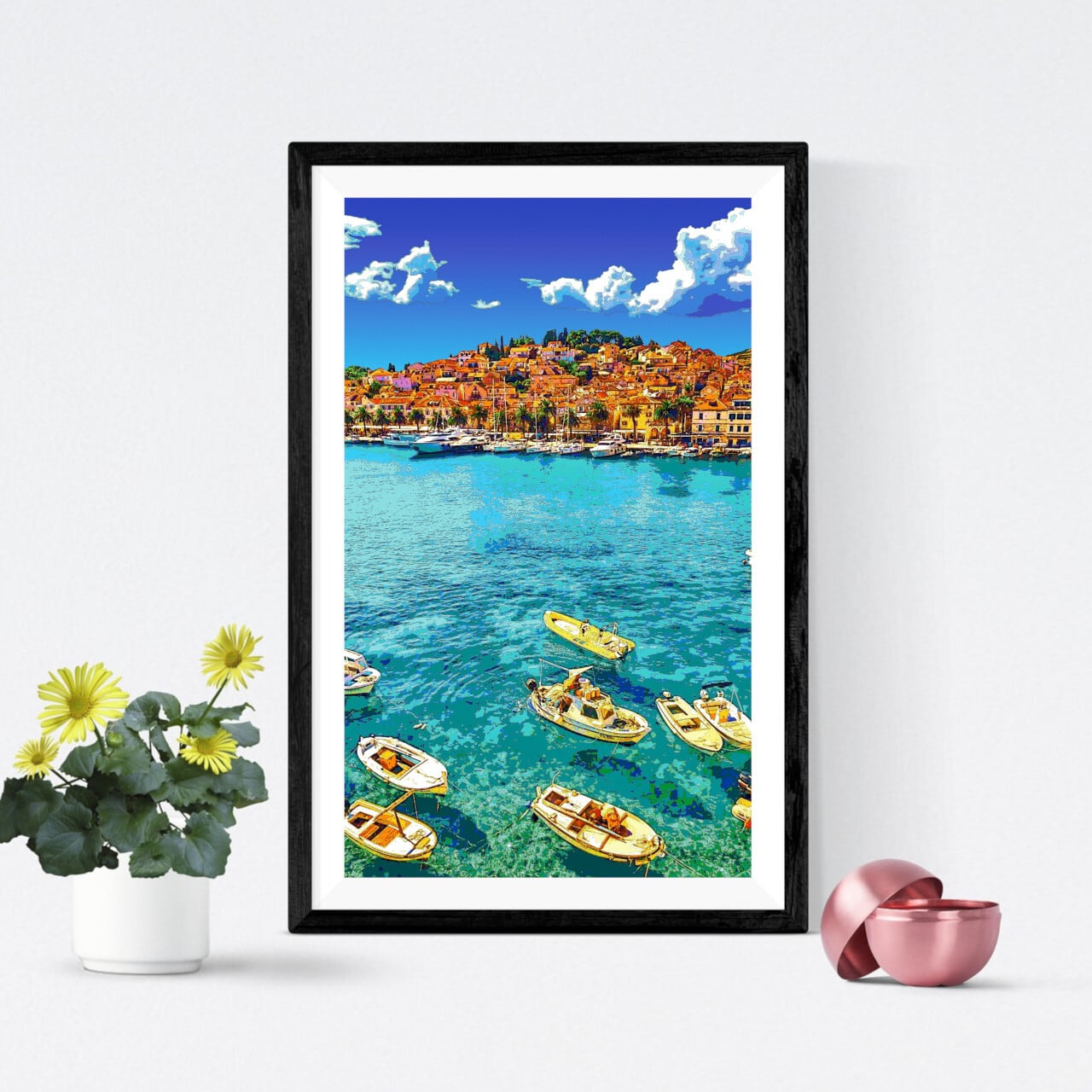 海と島の風景 グラフィックアート アートポスター】クロアチア フバル島の海岸（作品No.507