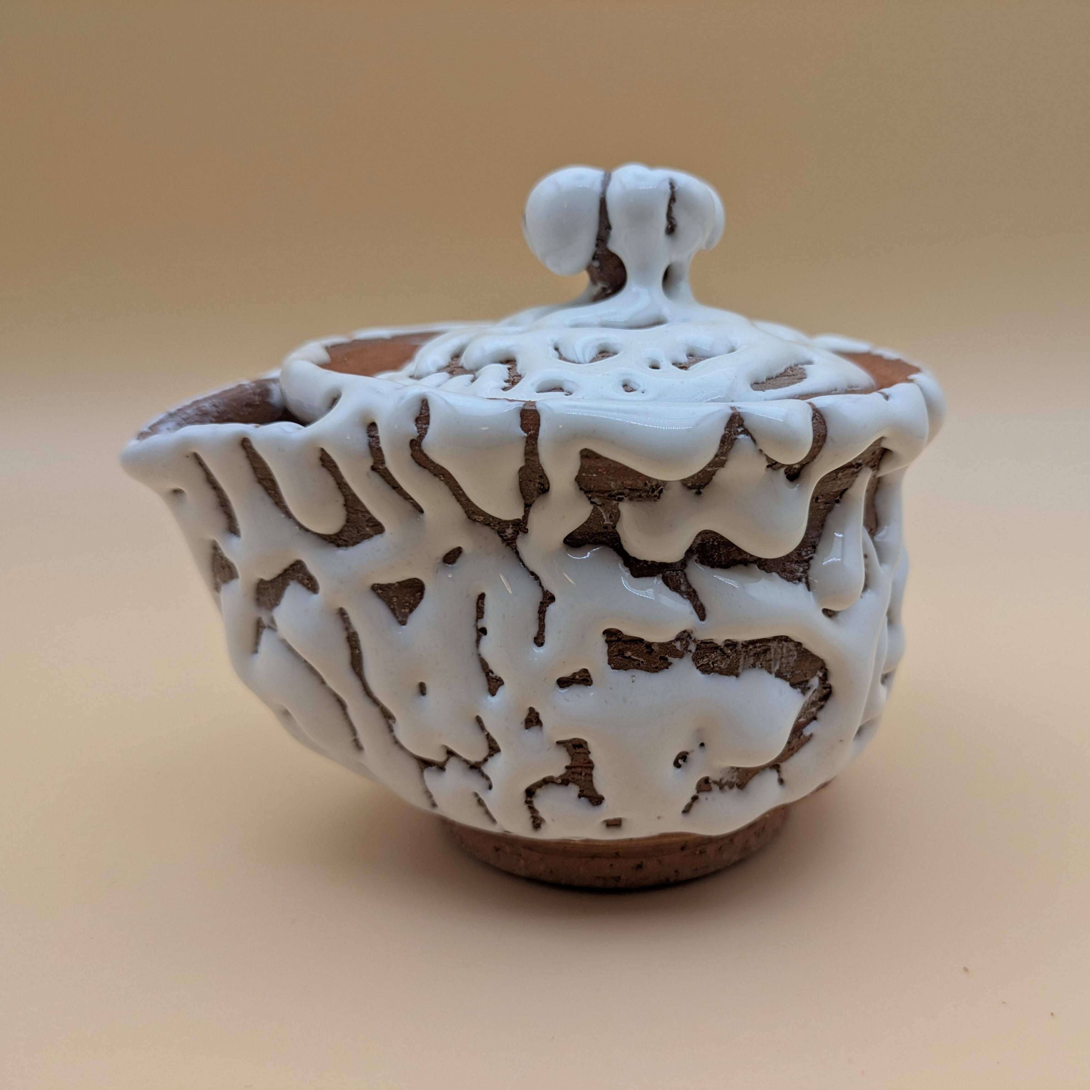 萩焼】 4寸 蓋つき片口 12cm （白釉 鬼萩） 湯冷まし 酒器 茶道具 | PAY ID