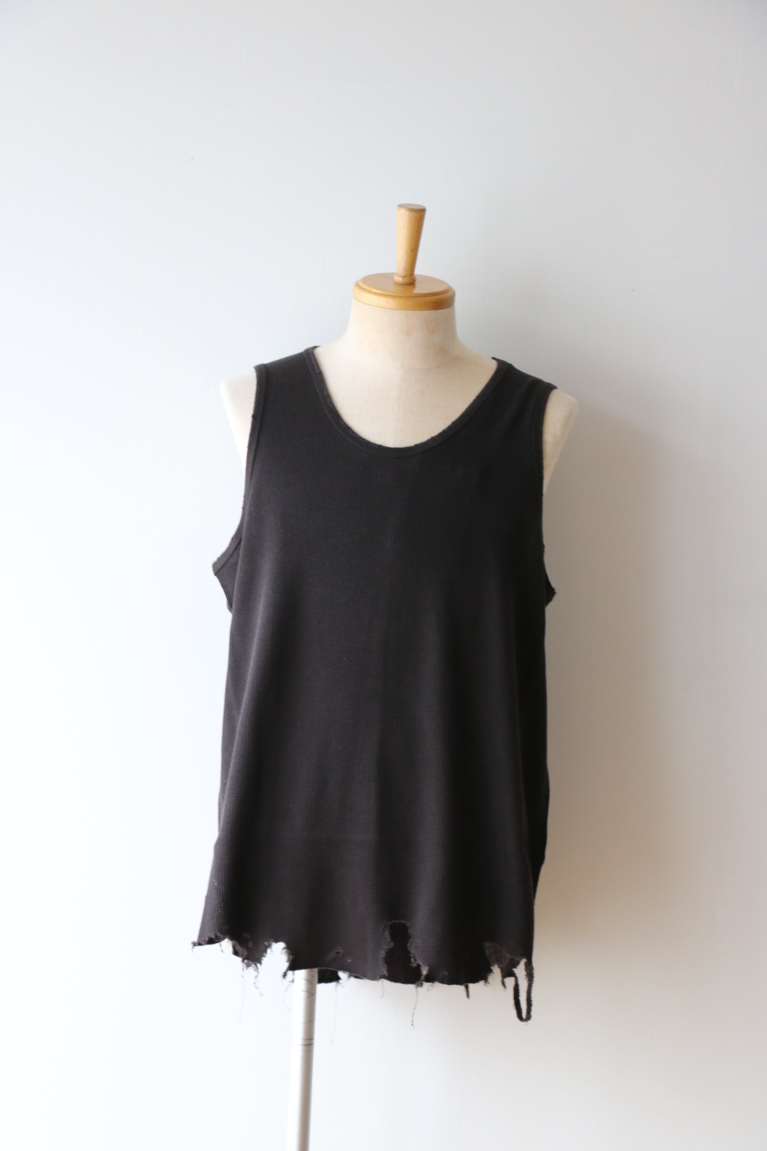 Ancellm - DAMAGE WAFFLE TANK TOP- / ANC-STD-CT04 / アンセルム