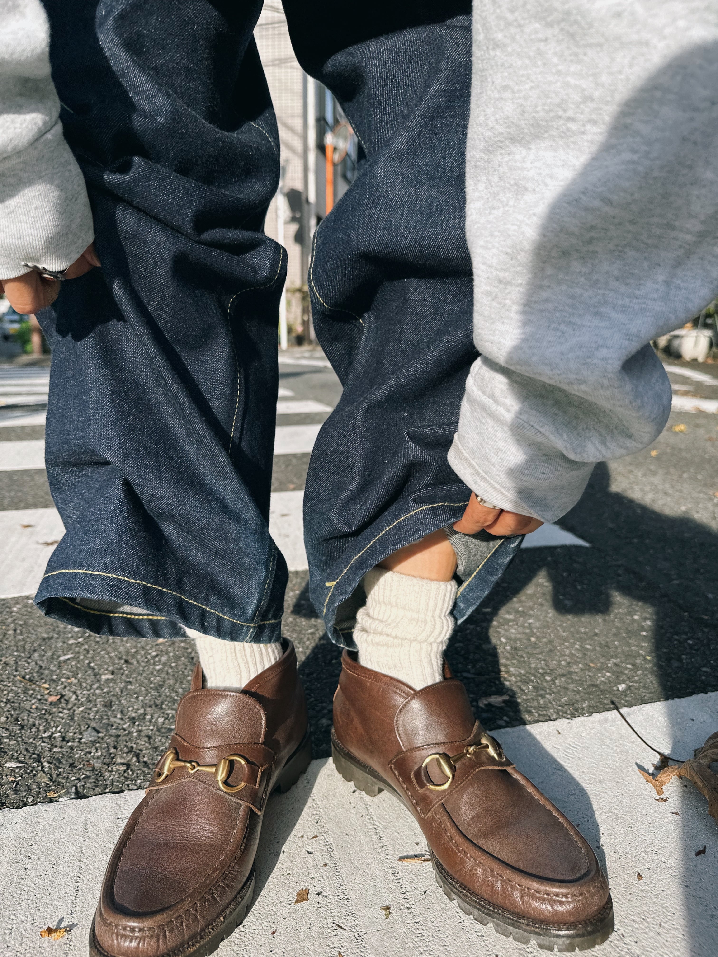 (AC469)GUCCI bit short boots made in ITALY BL×GD 37/24cm