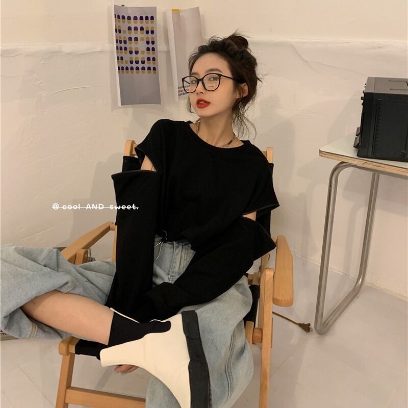 ルーズセーターレディース初秋のジッパー長袖ジャケット2020新デザインショートトップイントレンドのバージョン ブラックストロベリース62297230867