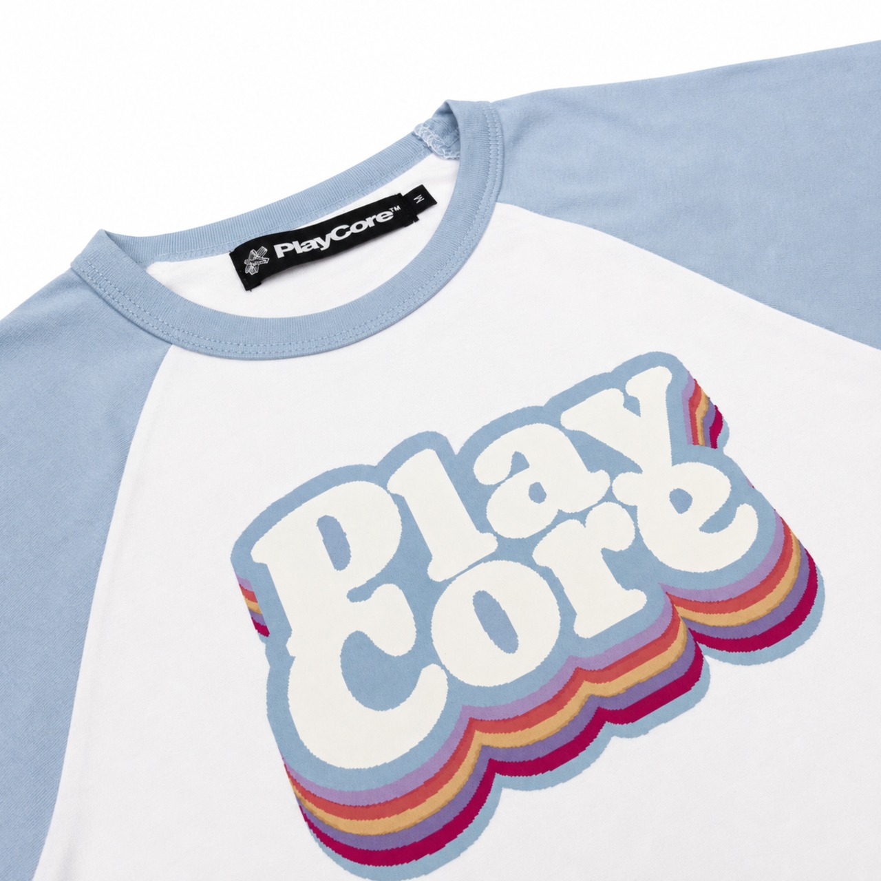 mini Raglan T-shirt / white×baby blue - 2