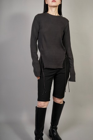 SIDE LACE UP SWEATER (CHARCOAL) 2209-13-35