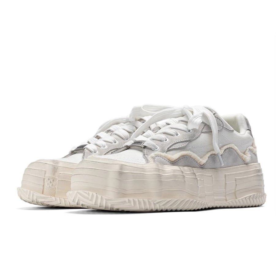 ウエイブソール 厚底 ベロア スニーカー (25.5～27.5㎝） | Korean