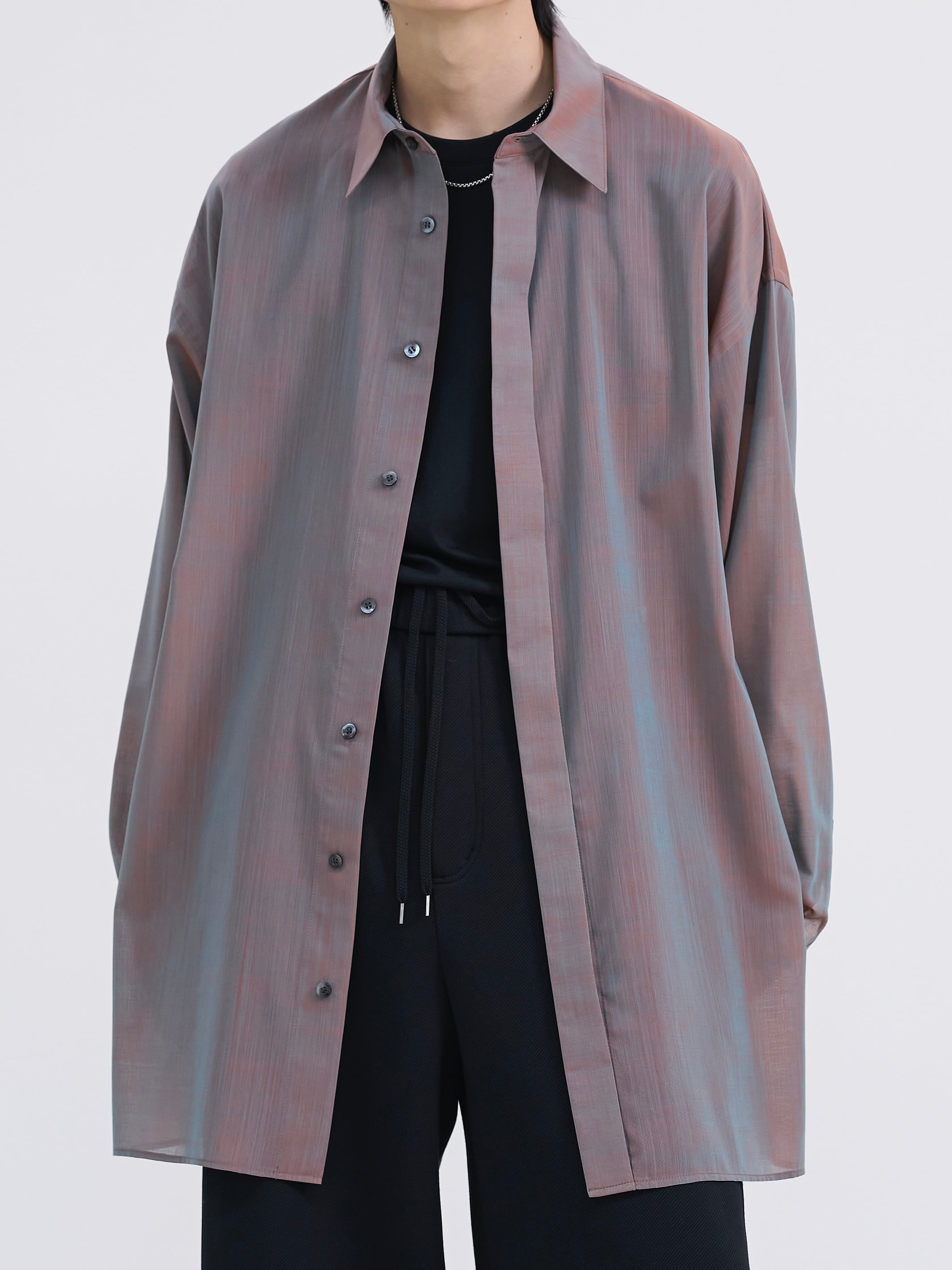 LAPIIS OVERSIZED CHAMBRAY SHIRT【GREIGE】