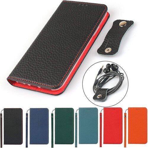 Eastwave 富士通 Fujitsu Arrows Be4 ケース 本革 arrows Be 4 F-41A 手帳型 ケース 財布型 カバー 牛革 本革 柔らかい 本皮 高質 スプラットホール付き スプラット同梱 内蔵マグネットカード収納 - ブラック 768