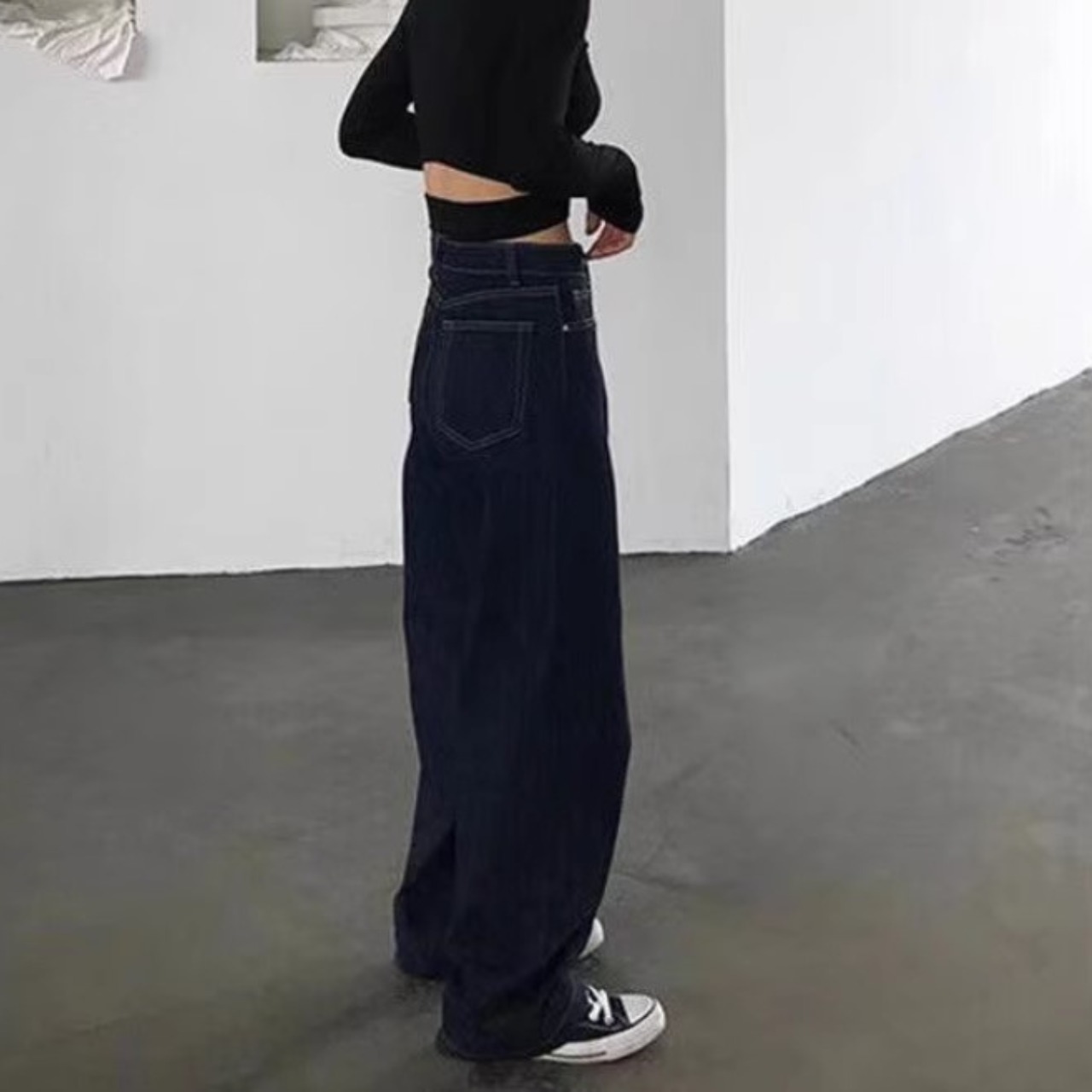 ハイウエストストレートワイドデニム