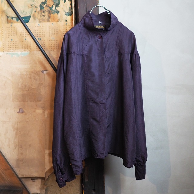 おみつのおつくろい オーバーダイド シルクシャツ ブルゾン・ディープパープル