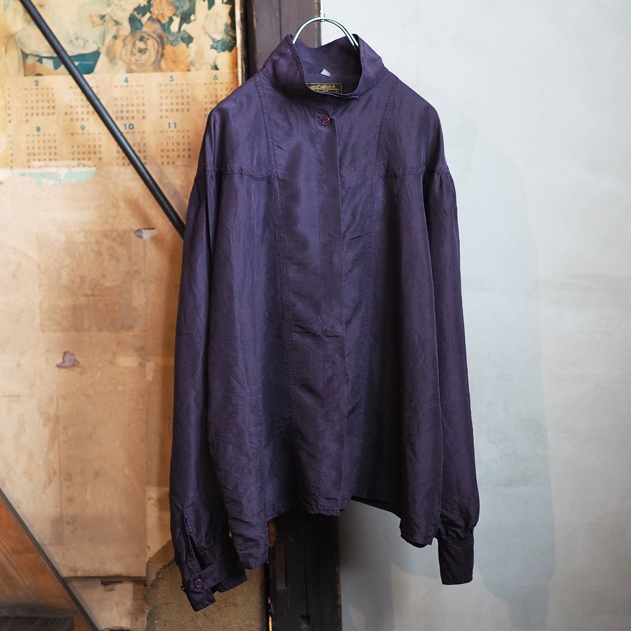 おみつのおつくろい オーバーダイド シルクシャツ ブルゾン・ディープパープル