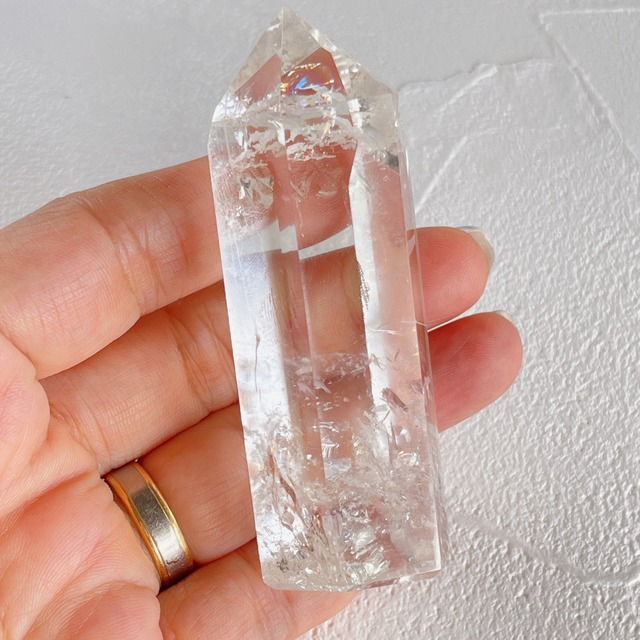 クリスタルポイント（ポリッシュ）虹入り【A】80g・水晶ポイント