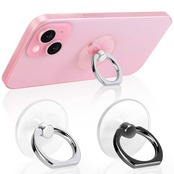 Jsoerpay スマホリング 透明 薄型 バンカーリング 360°回転 落下防止 指輪型 スタンド機能 スマホ用透明 スマホ リング、ほとんどのスマホ、タブレット、ケースに対応（1シルバー+1ブラック）