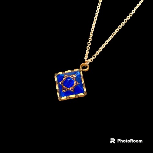 haraKIRI ハラキリ　六芒星ピラミッドペンダント（青）真鍮/樹脂