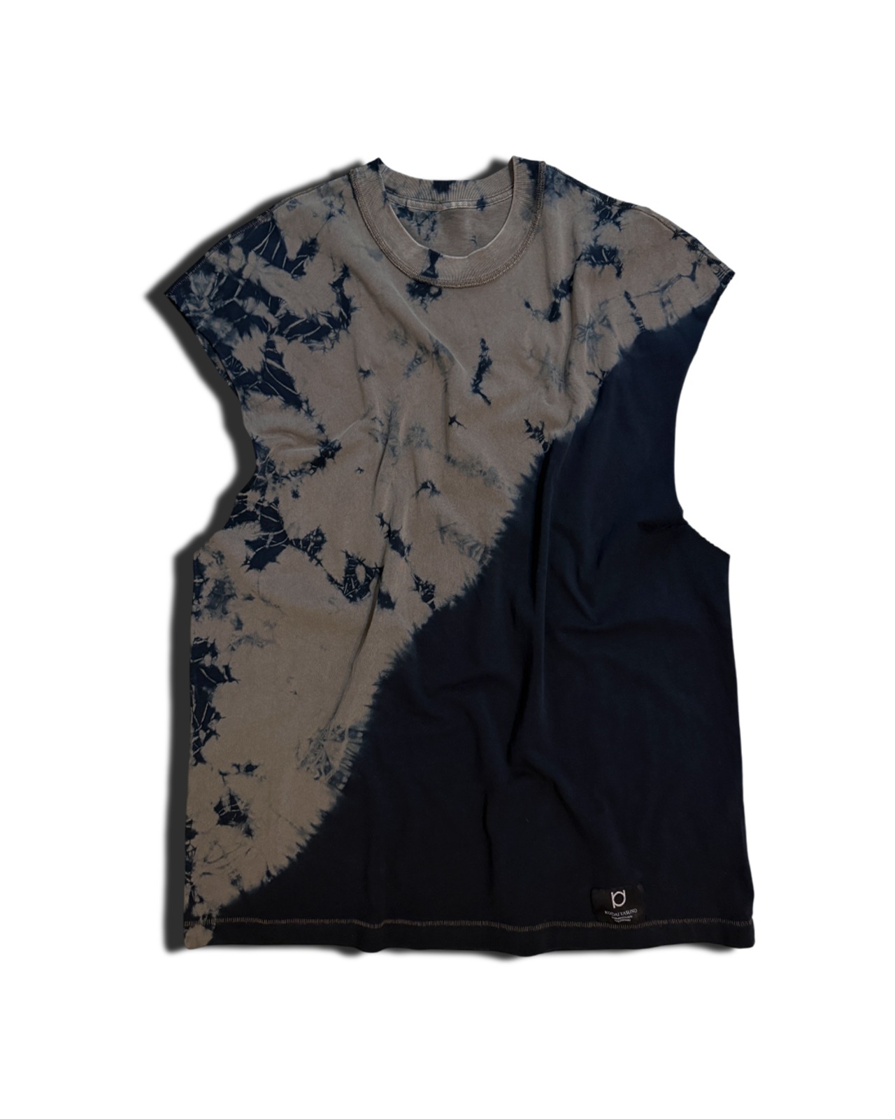 【セットアップ可】黒染めタイダイビッグシルエットタンクトップTシャツ カカオ60%
