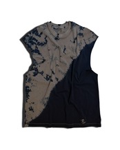 【セットアップ可】黒染めタイダイビッグシルエットタンクトップTシャツ カカオ60%