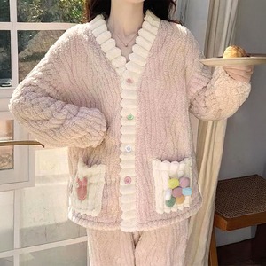 フリース パジャマ レディース セットアップ 韓国 ルームウェア 大人 かわいい 防寒 保温 ふわふわ おしゃれ 上下セット 冷え防止 もこもこ 暖かい 大人可愛い 大人女子