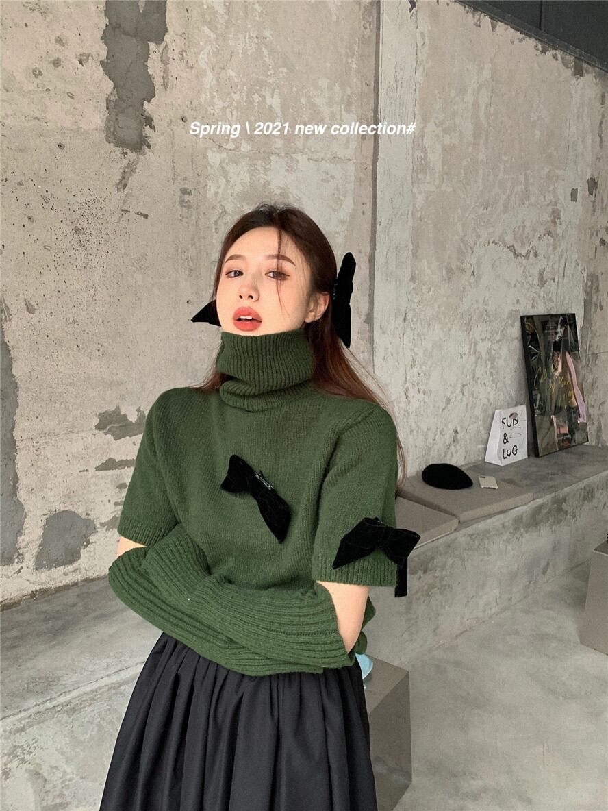 スタイルニットオータムウィンタープルオーバー トップス リボン 秋物 冬物 ブラックストロベリース29277109901