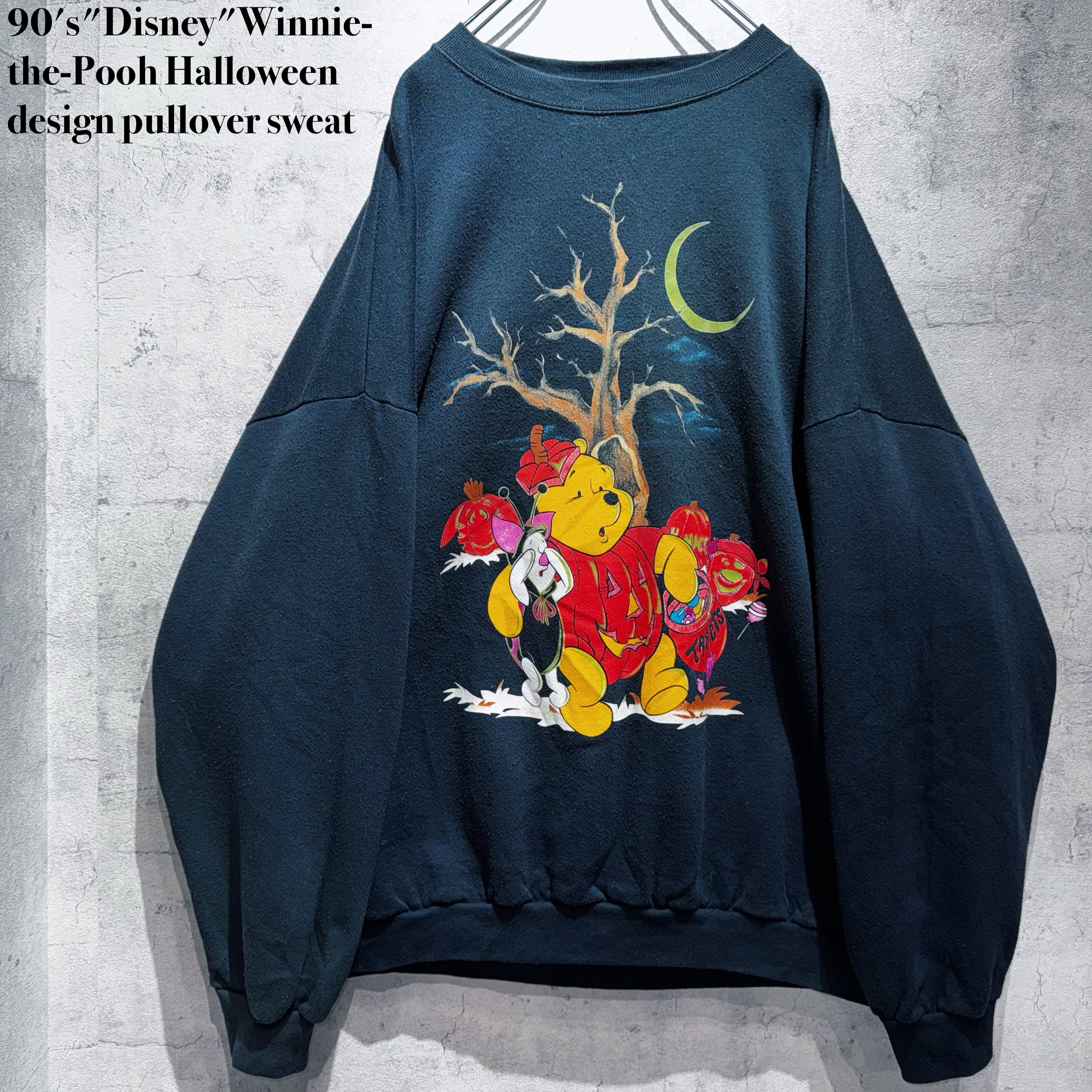 90's"Disney"Winnie‐the‐Pooh Halloween design pullover sweat