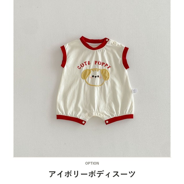 【BABY】キュートパピーノースリーブロンパース - 2