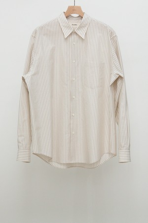 Silk Cotton Shirt - Beige Stripe