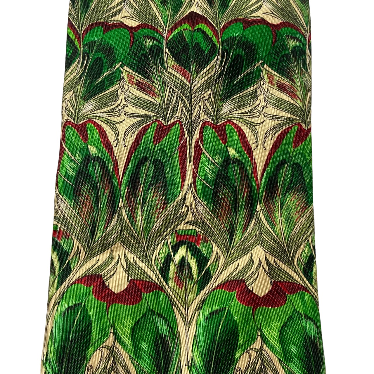 HERMES peacock print silk tie