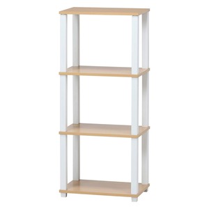 【努力特価】不二貿易 オープンラック シェルフ 4段 幅47×奥行29.5×高さ111.2cm ナチュラル ホワイト 軽量 工具不要 組立商品 フィット 99774