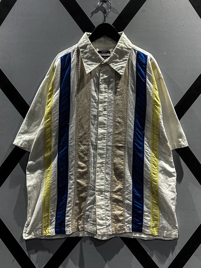 【X VINTAGE】Stripe Pattern Linen × Cotton Vintage Loose S/S Shirt