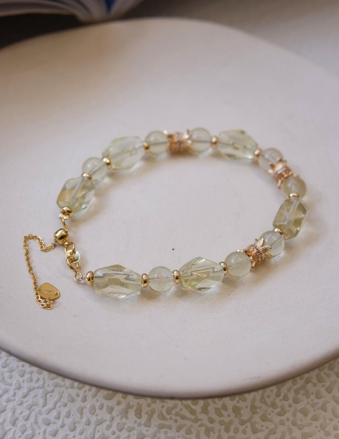 シトリンブレスレット シルバー925金メッキ+天然シトリン 黄水晶 金運アップ 開運パワーストーン