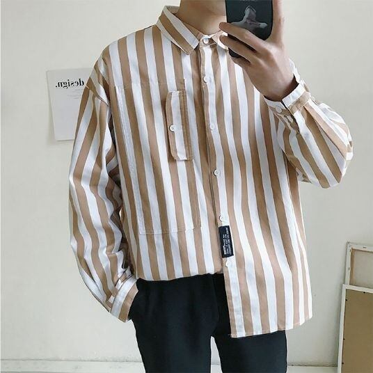 全2色 シャツ ワイシャツ ストライプ オフィス カジュアル 大人