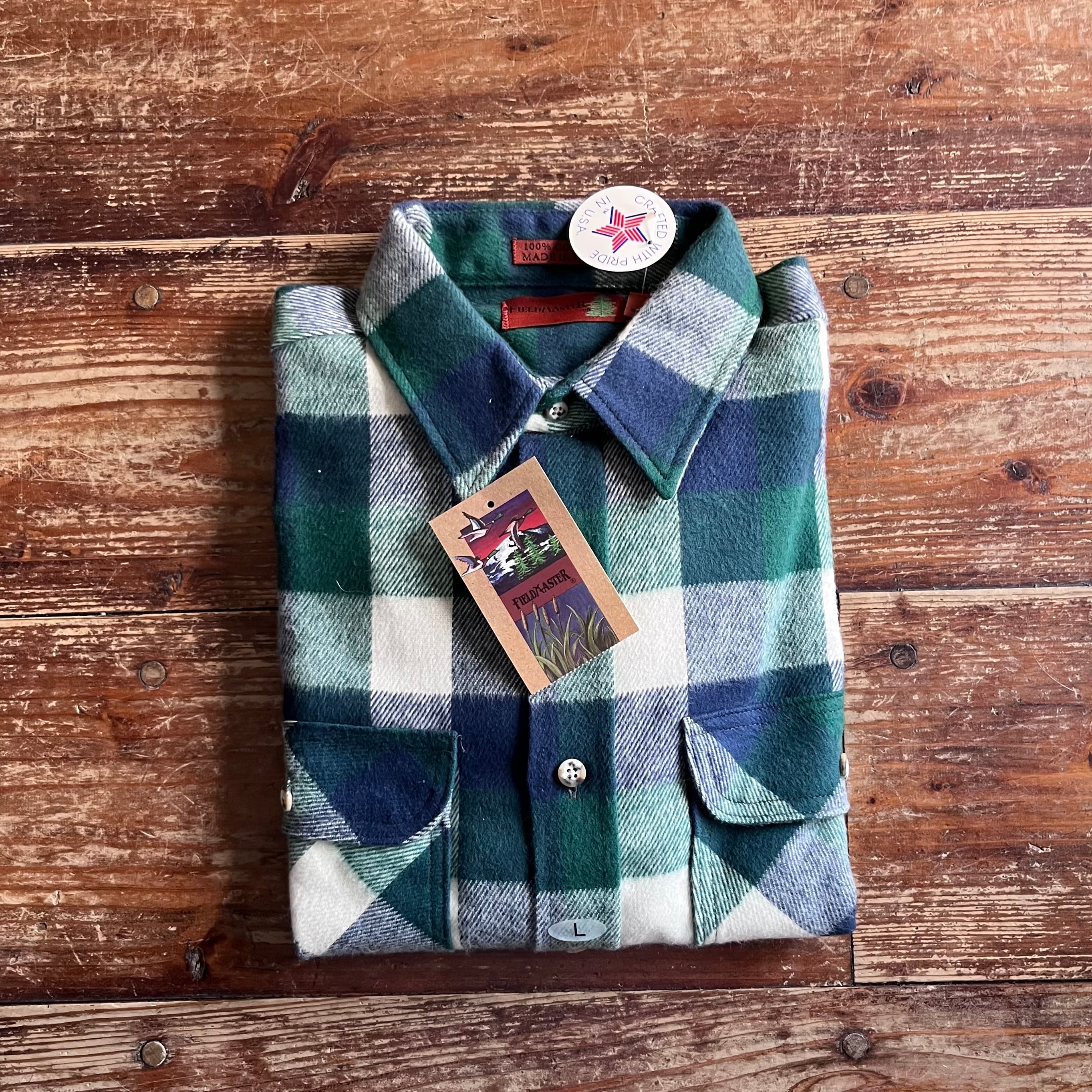 1990's Sears "Fieldmaster" Heavy Cotton Flannel shirt Grey/Green/ Navy