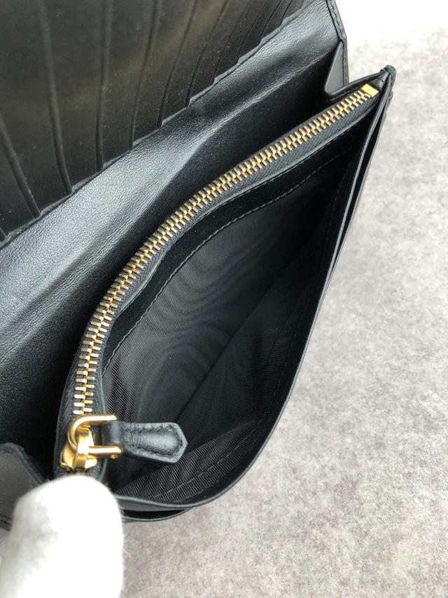 PRADA プラダ 財布 ブラック ロゴ レザー 2つ折り 長財布 vintage ヴィンテージ オールド yvkvsz