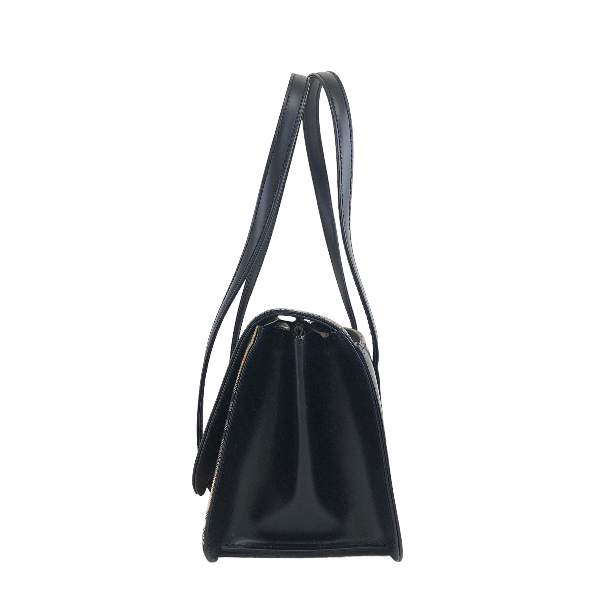 BURBERRY バーバリー ノバチェック ハンドバッグ ブラック ロゴ レザー