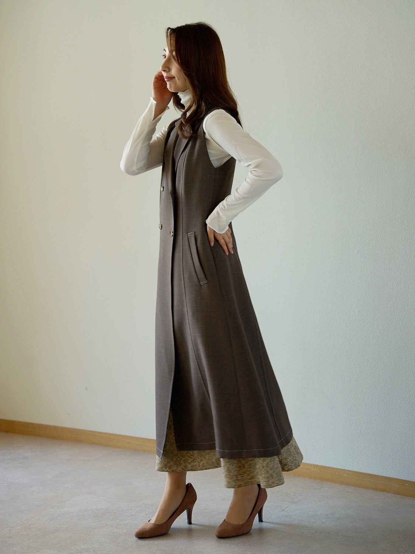 フールフィエステルトレンチ風ジレワンピース | micofill