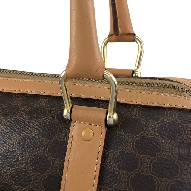 CELINE セリーヌ マカダム ハンドバッグ ブラウン PVC レザー ボストン  vintage ヴィンテージ オールド 2iu55c