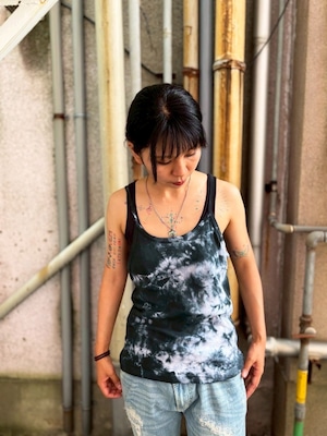 タイダイ Tie-dye キャミソール Lサイズ ブラック ムラ染め HD24-58 タイダイ Tie-dye キャミソール Lサイズ ブラック ムラ染め HD24-58