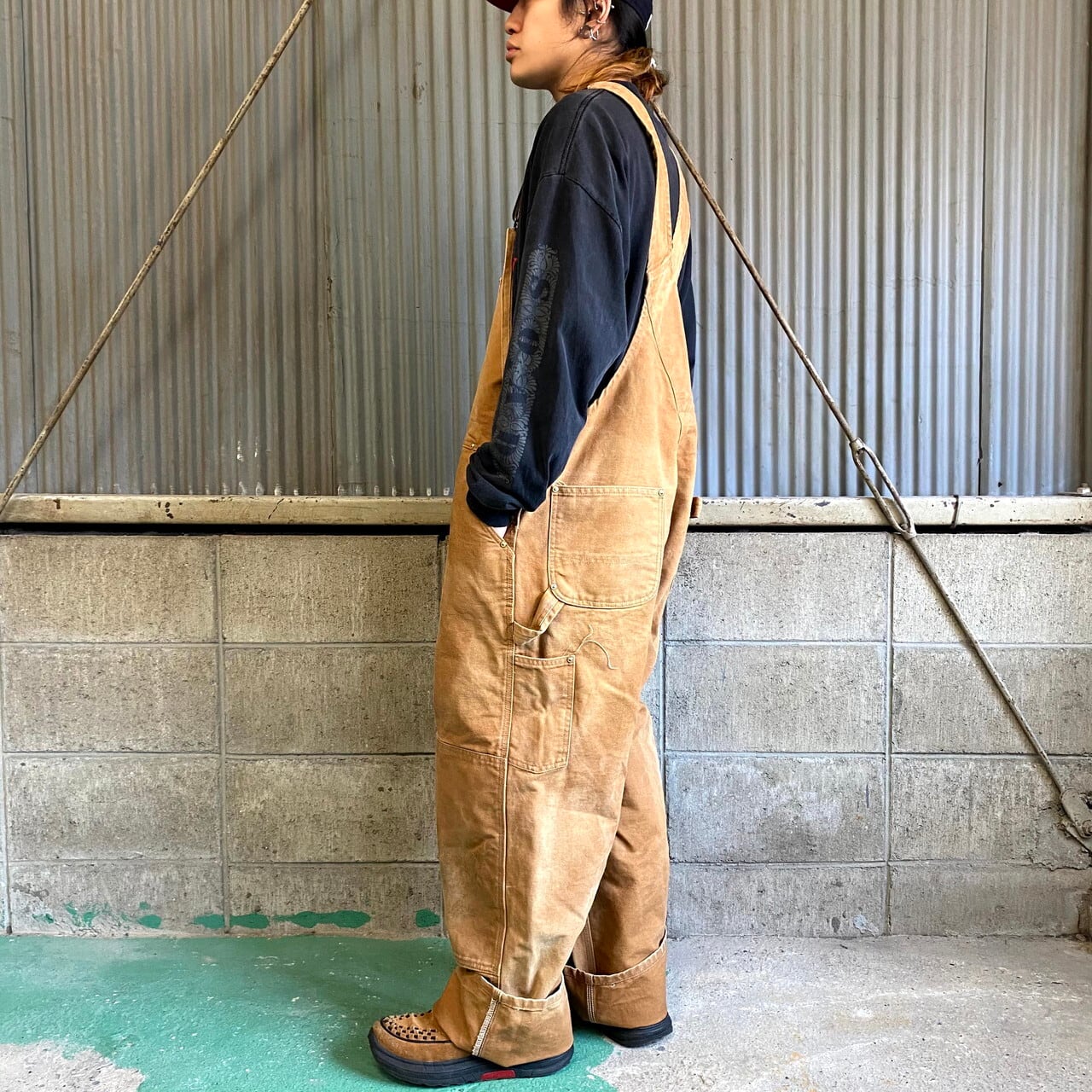 Carhartt カーハート ダック地 オーバーオール ダブルニー メンズＷ42 古着 ブラウン キャメル 茶色【オーバーオール】 | cave  古着屋【公式】古着通販サイト