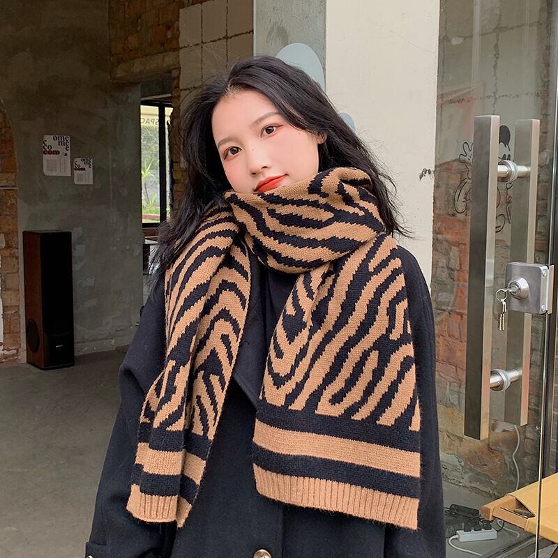 スタンダードパターンスカーフ ウィンターニット レトロ 冬物 ブラック・アイド・ピーズ87225918771